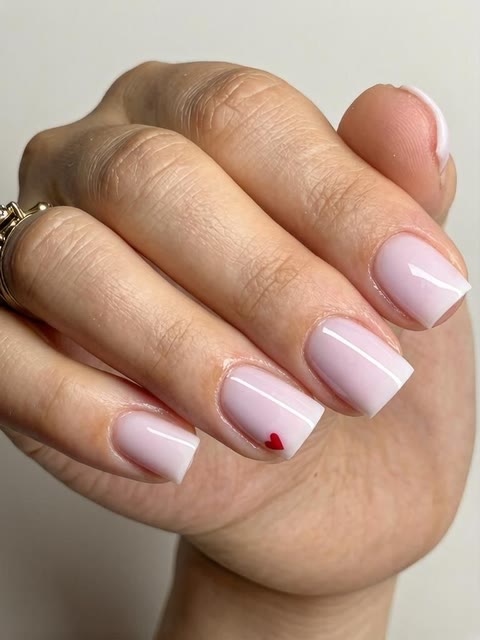 Французский маникюр с маленьким сердцем